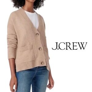J.Crew Beige Knit Merino Wool Blend Cardigan Sweater -Supersoft Yarn -Size Small